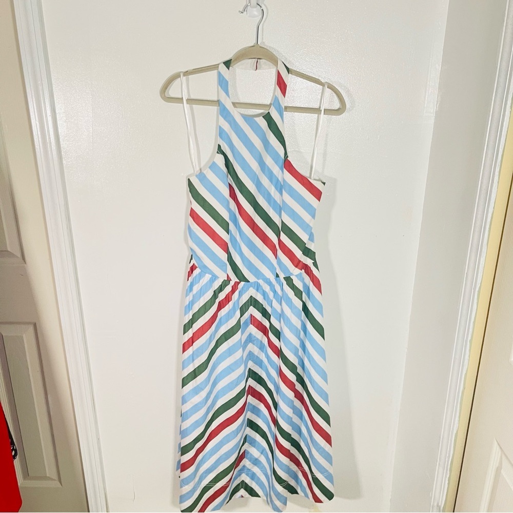 Anthropologie Striped Halter Midi Dress in Blue, White, Green, Rust L - Picture 2 of 10